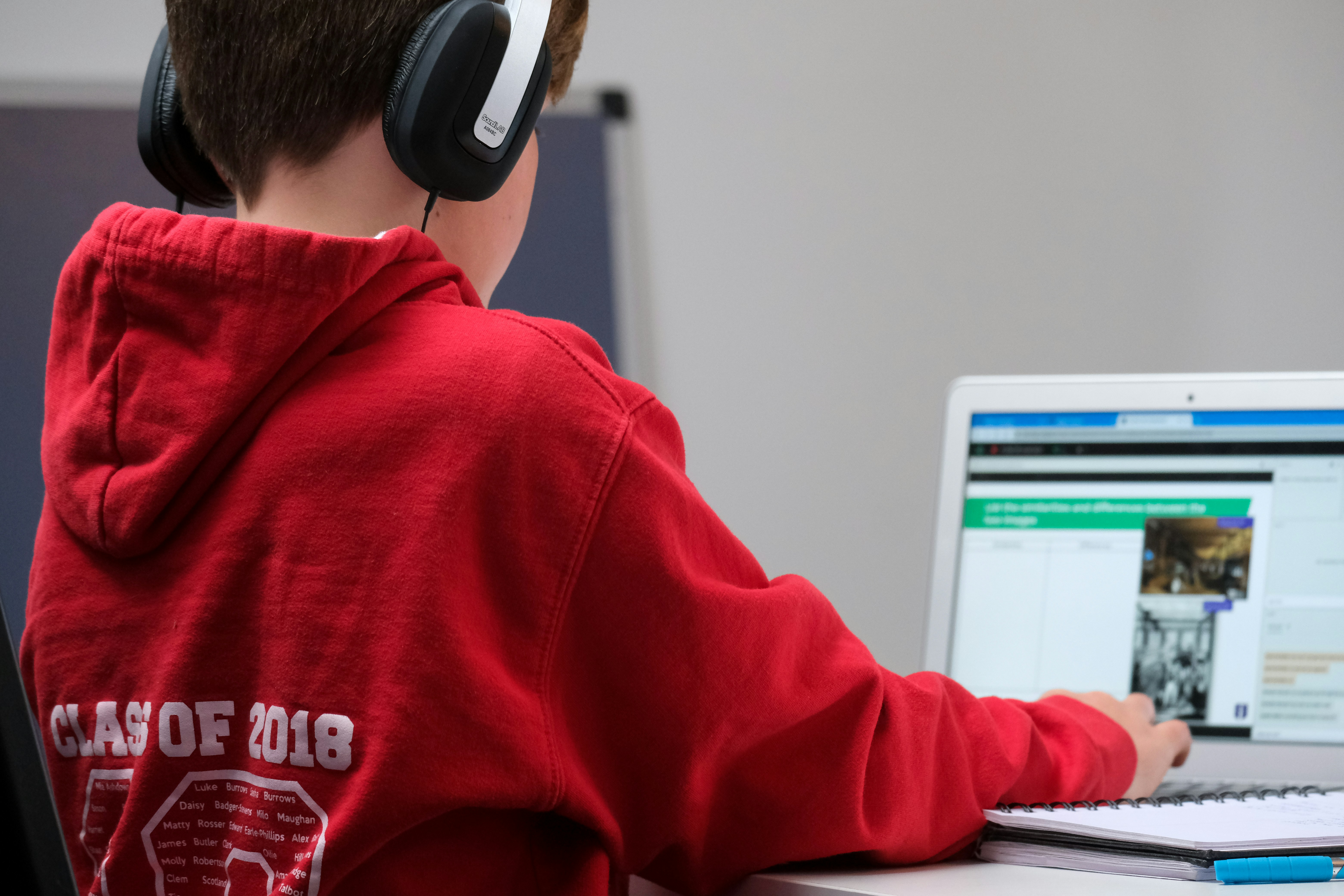 Student using digital tools for studying