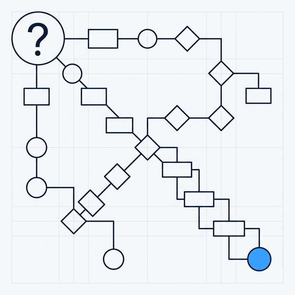 From blank problem to structured solution path using first principles